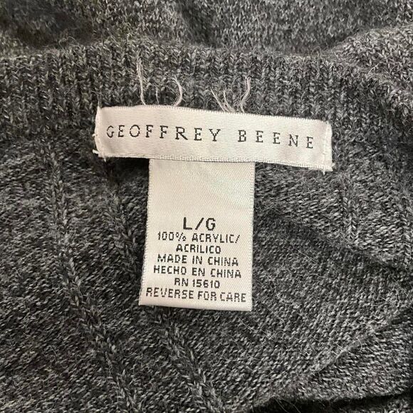 Geoffrey Beene Women's Large Gray 100% Acrylic Pullover V Neck Sweater - Picture 4 of 6